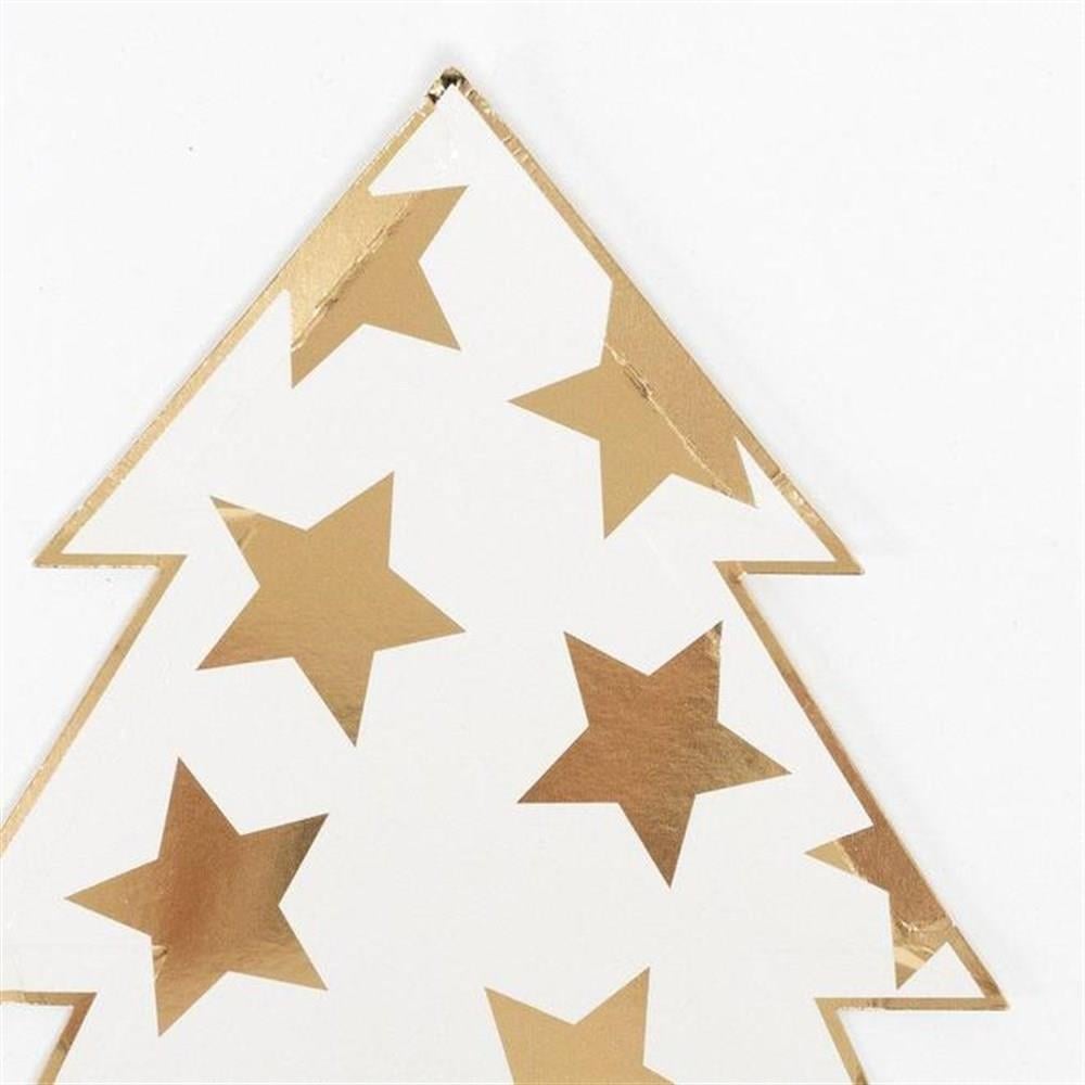 Meri Meri - Patterned Christmas Tree Plates - Yeni Yıl Ağacı Şekilli Tabaklar - 8'li