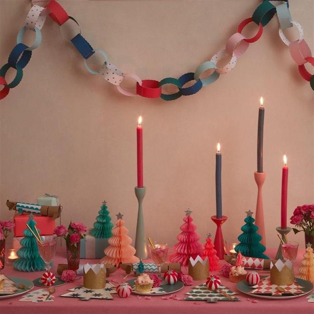 Meri Meri - Patterned Christmas Tree Plates - Yeni Yıl Ağacı Şekilli Tabaklar - 8'li