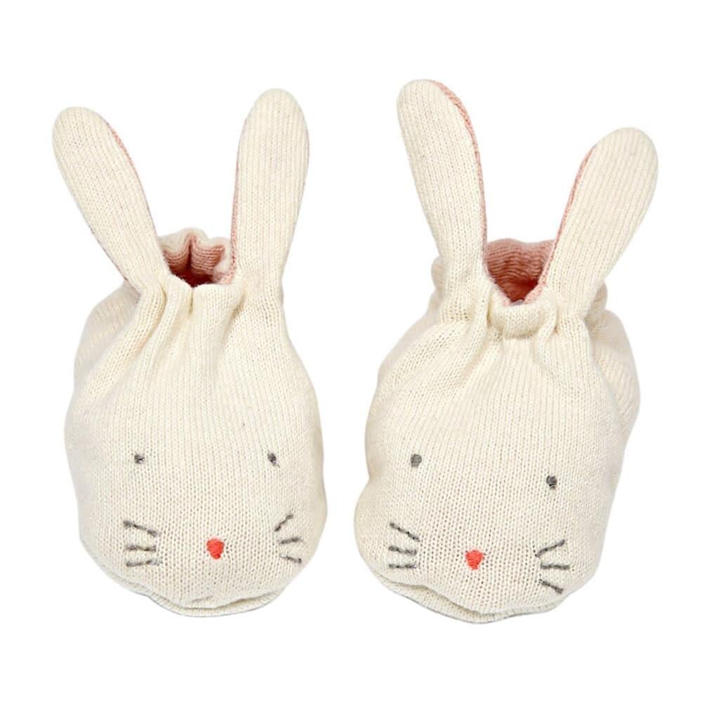Meri Meri - Peach Bunny Baby Booties - Şeftali Tavşanlı Bebek Patiği