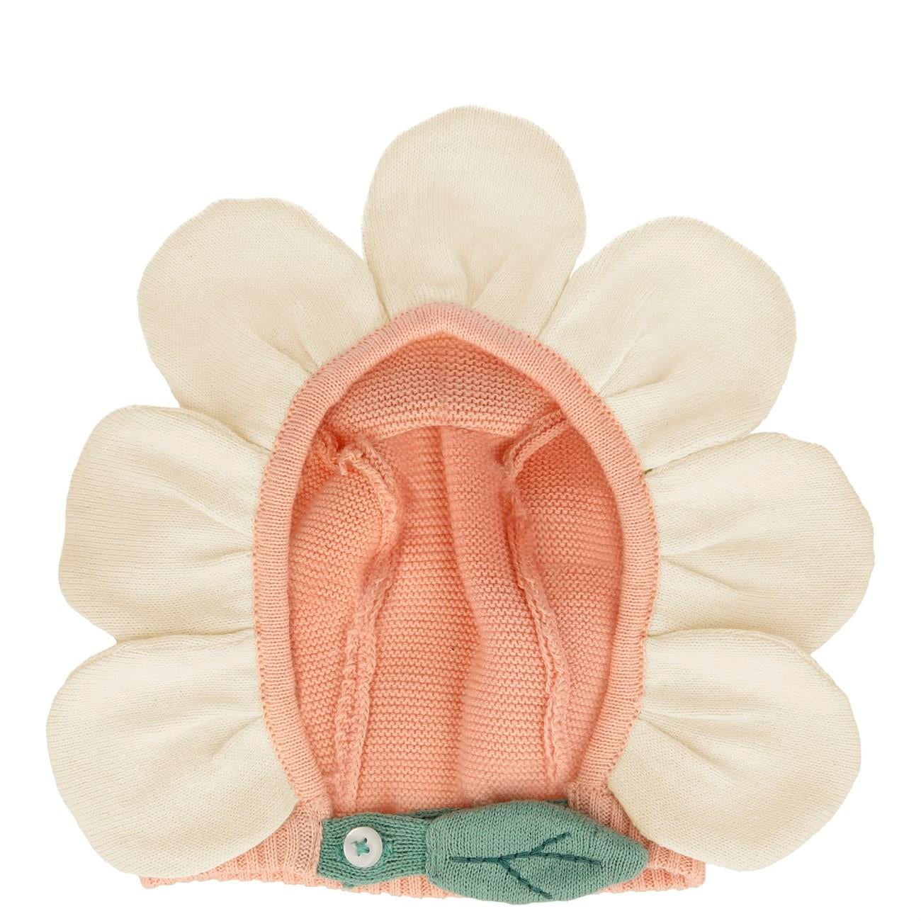 Meri Meri - Peach Daisy Baby Bonnet - Şeftali Rengi Papatyalı Bebek Başlığı