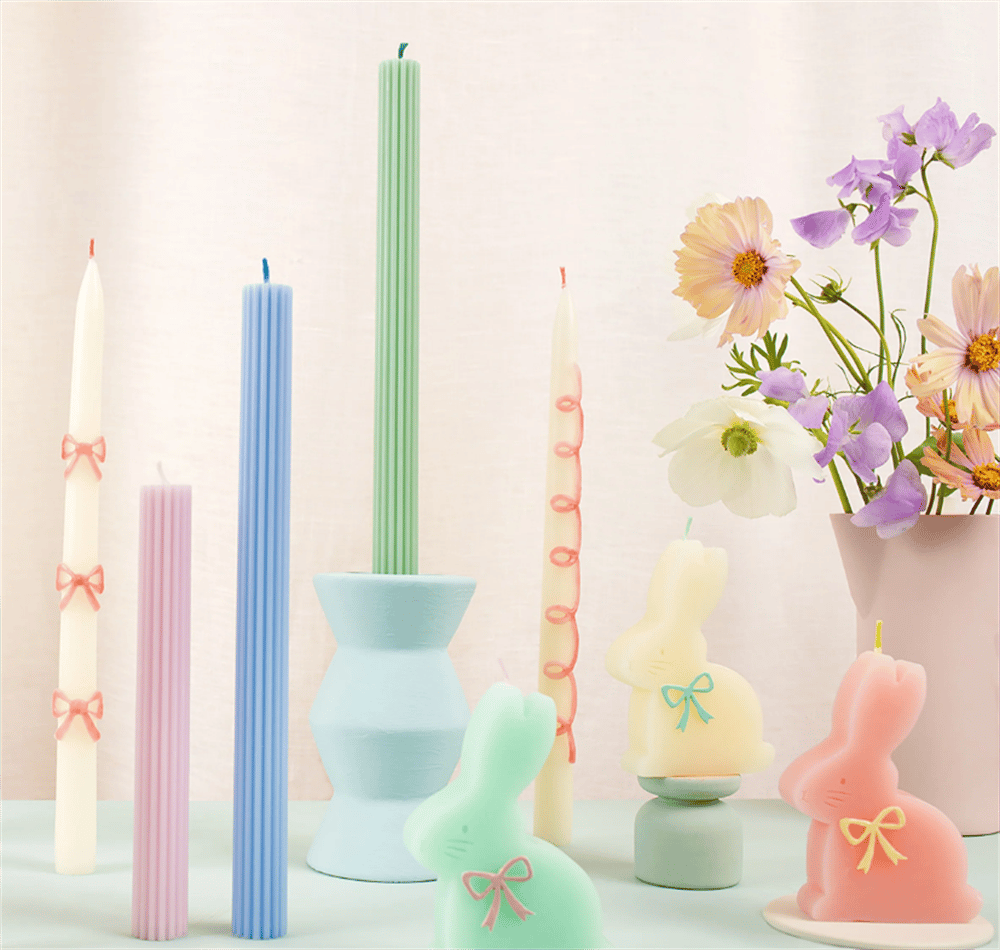 Meri Meri - Pembe Desenli Mum - 2 Adet