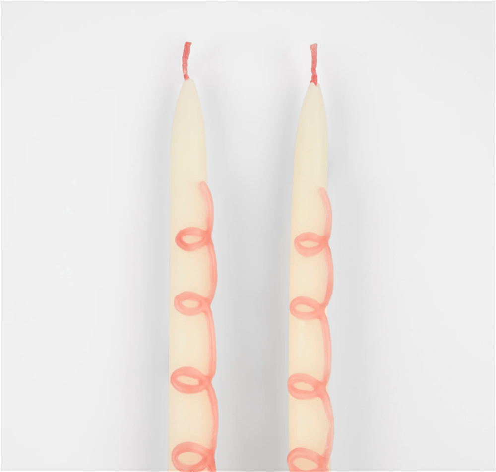 Meri Meri - Pembe Desenli Mum - 2 Adet