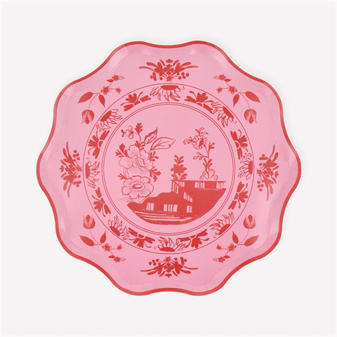 Meri Meri - Pembe Vintage Botanik Tabaklar - M - 8 Adet