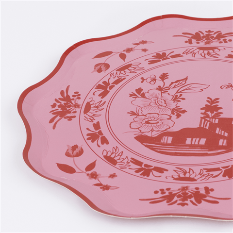 Meri Meri - Pembe Vintage Botanik Tabaklar - M - 8 Adet
