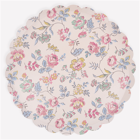 Meri Meri - Pembe Vintage Çiçek Desenli Tabaklar- L - 8 Adet