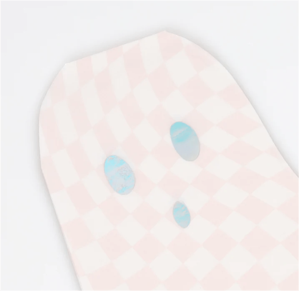 Meri Meri - Pink Checker Ghost Plates - Pembe Hayalet Tabaklar (8'Li)