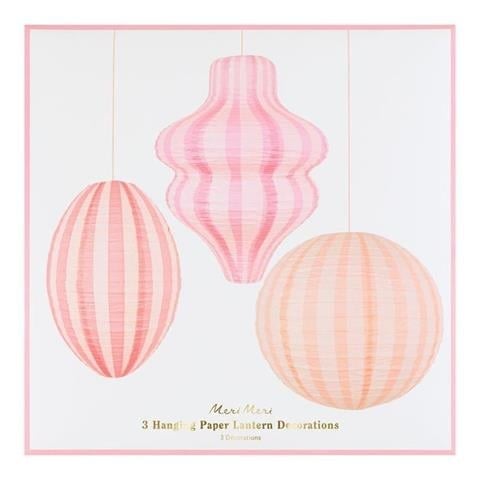 Meri Meri - Pink Lanterns - Pembe Fener Asılan Süsler - 3 Adet