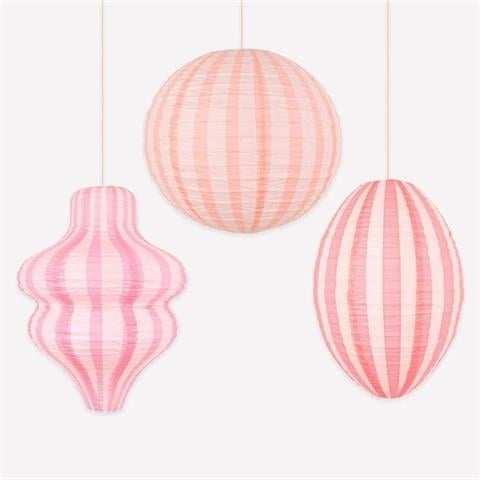 Meri Meri - Pink Lanterns - Pembe Fener Asılan Süsler - 3 Adet