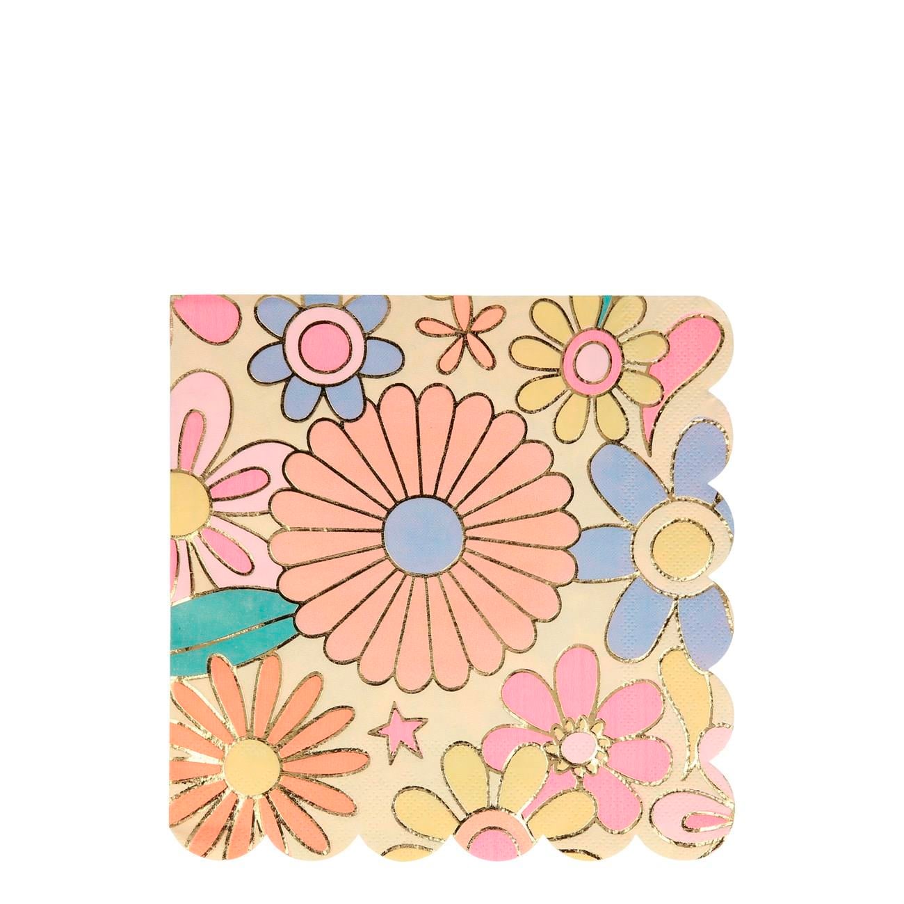 Meri Meri - Psychedelic 60's Napkins - Retro Peçete - L - 16'lı