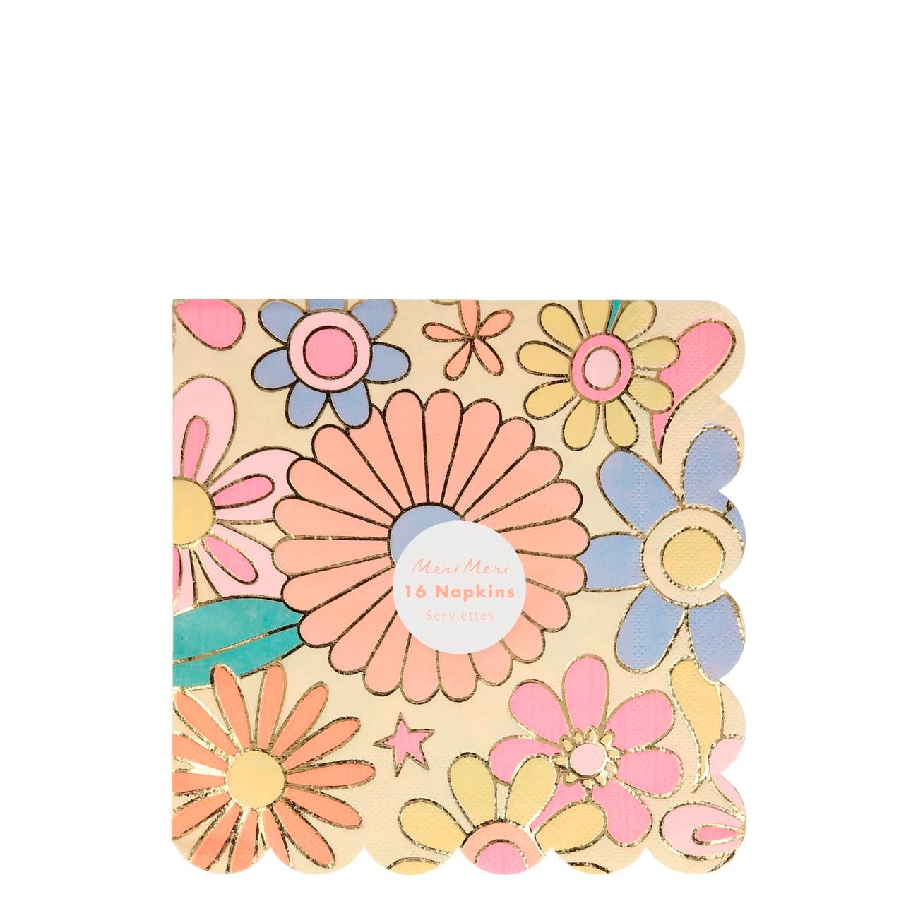 Meri Meri - Psychedelic 60's Napkins - Retro Peçete - L - 16'lı