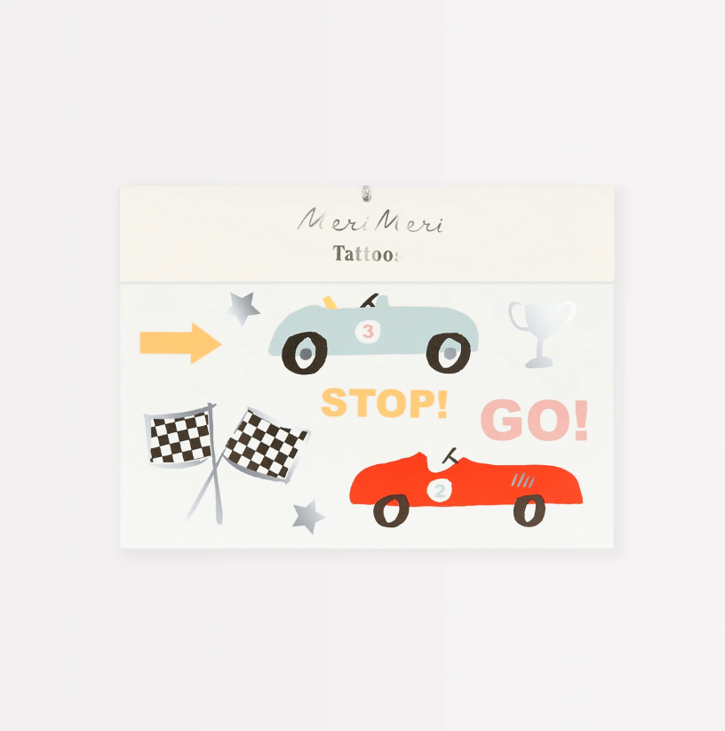 Meri Meri - Race Cars Tattoos - Araba Yarışı Geçici Dövmeler (x2)