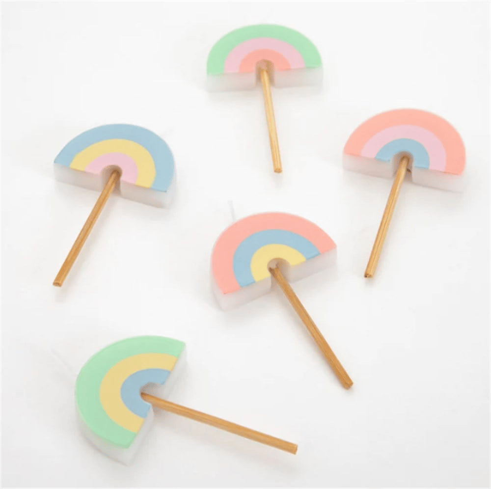 Meri Meri - Rainbow Candles - Gökkuşağı Mumlar - 5Li