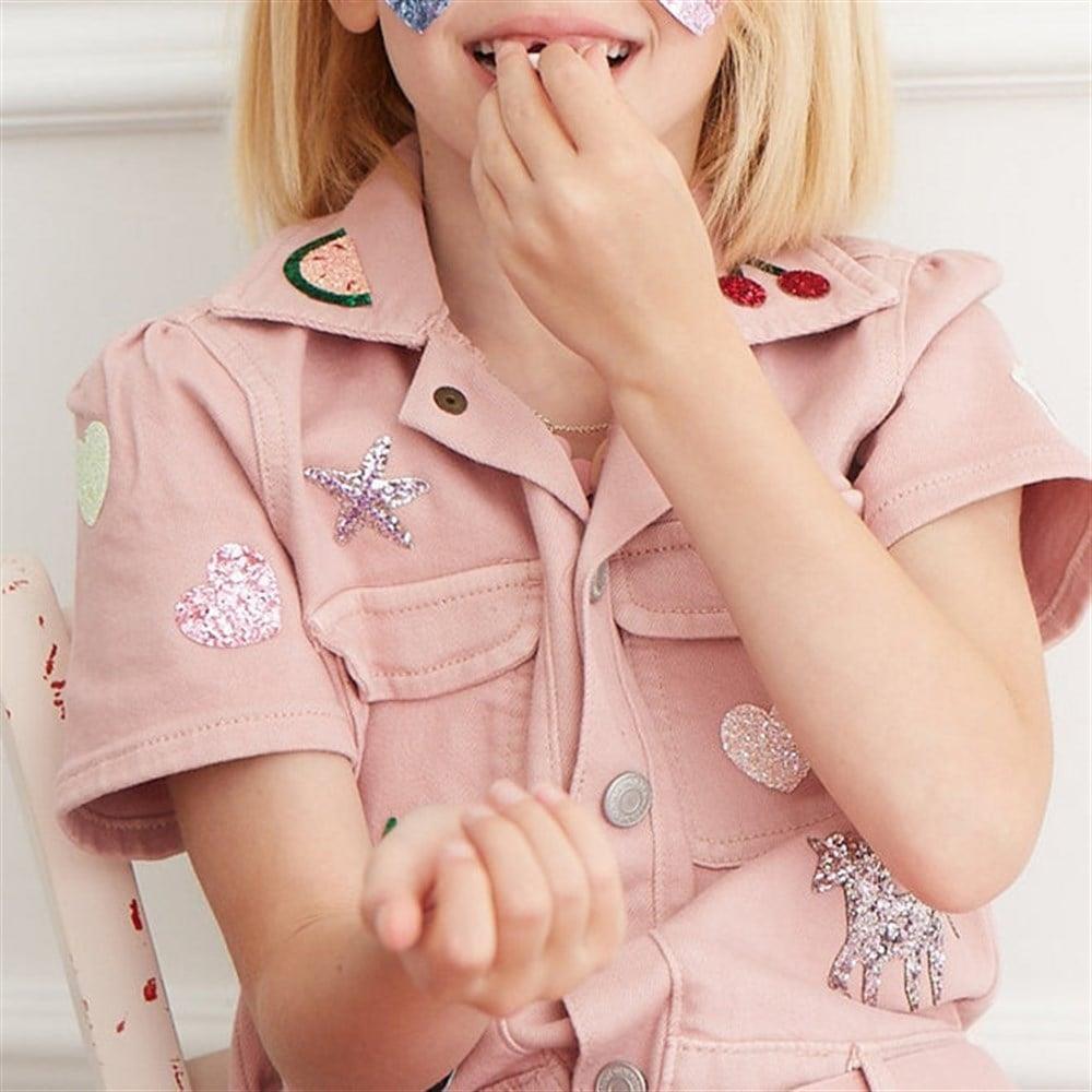 Meri Meri - Rainbow Glitter Heart Patches - Renkli Simli Kalp Yamalar