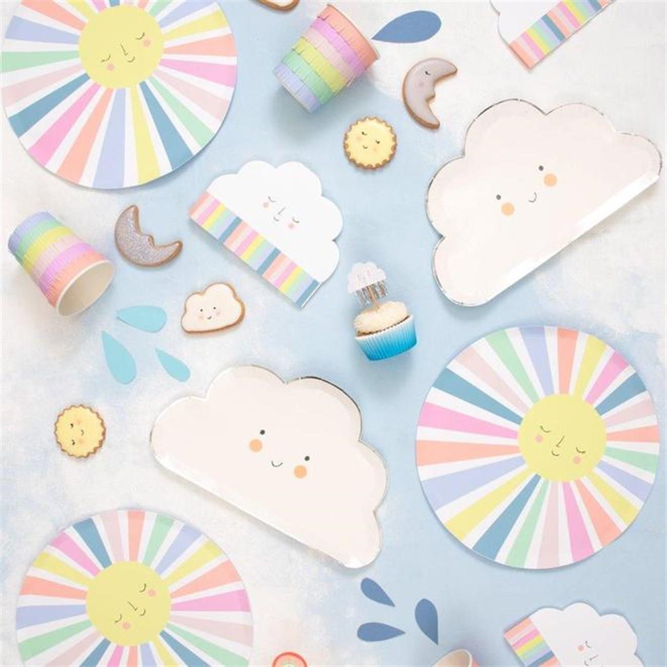 Meri Meri - Rainbow Sun Plates - Gökkuşağı Güneşli Tabak