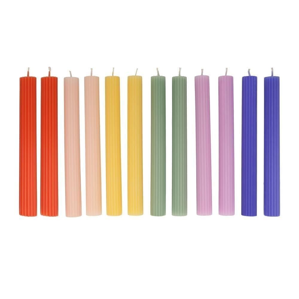 Meri Meri - Rainbow Taple Candles - Gökkuşağı Masa Mumları (12'Li)