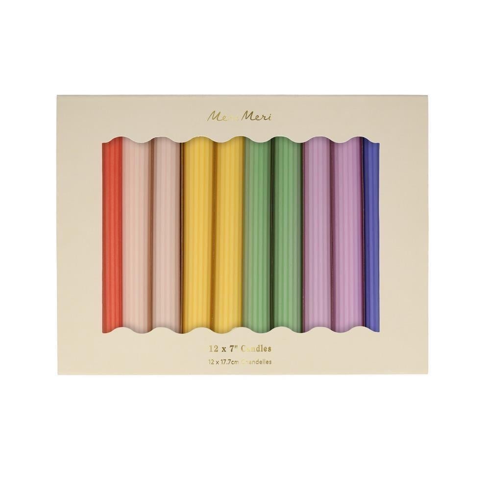 Meri Meri - Rainbow Taple Candles - Gökkuşağı Masa Mumları (12'Li)