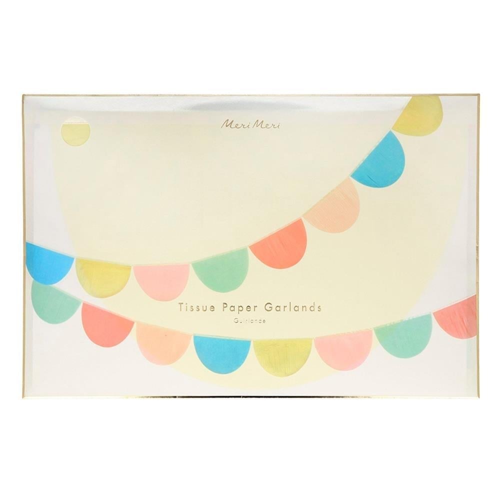 Meri Meri - Rainbow Tissue Paper Scallop Garlands - Gökkuşağı Yarım Ay Asılan Süs