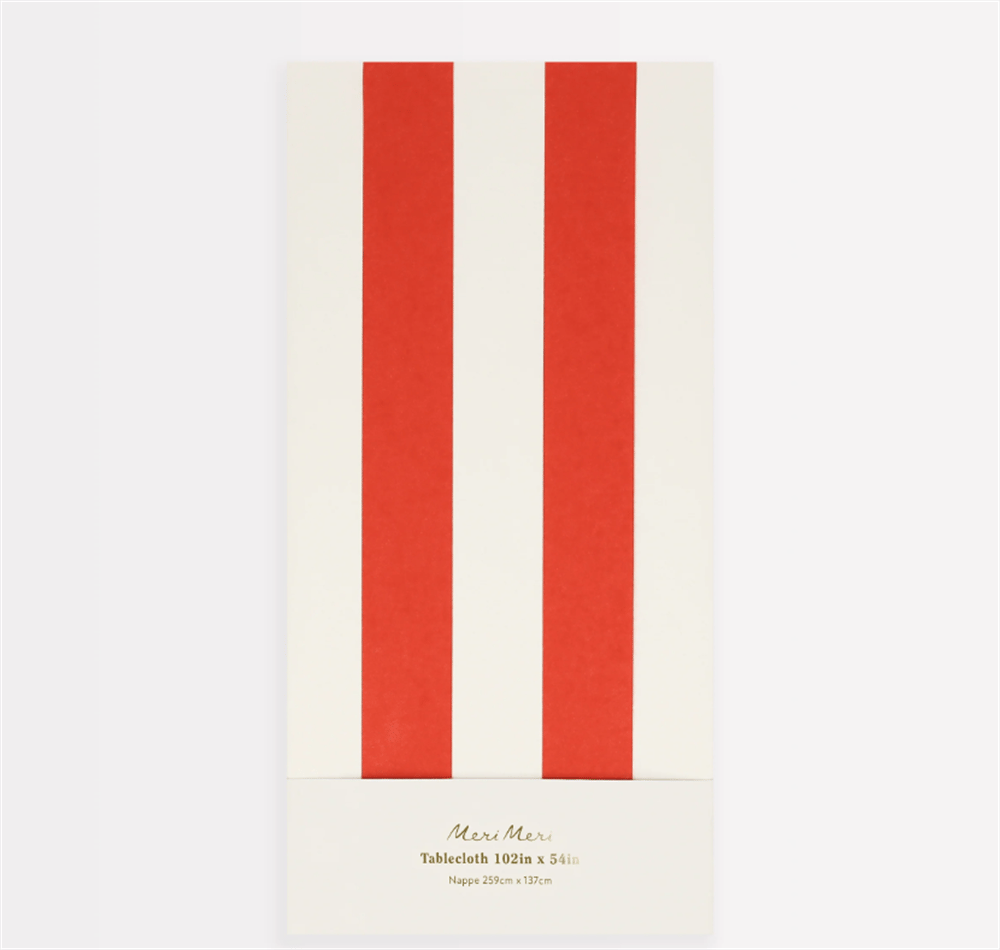 Meri Meri - Red Striped Tablecloth - Kırmızı Çizgili Masa Örtüsü