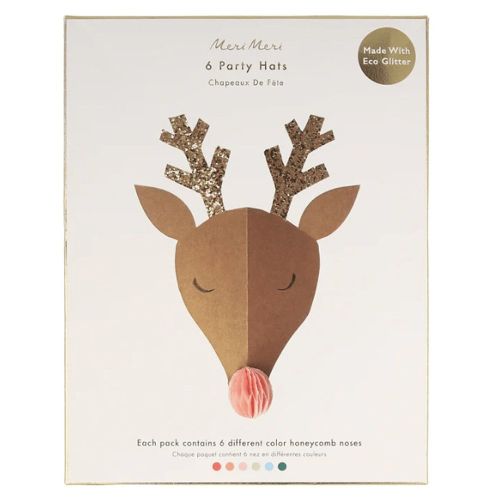 Meri Meri - Reindeer Party Hats - Ren Geyikleri Parti Şapkaları - 6Lı