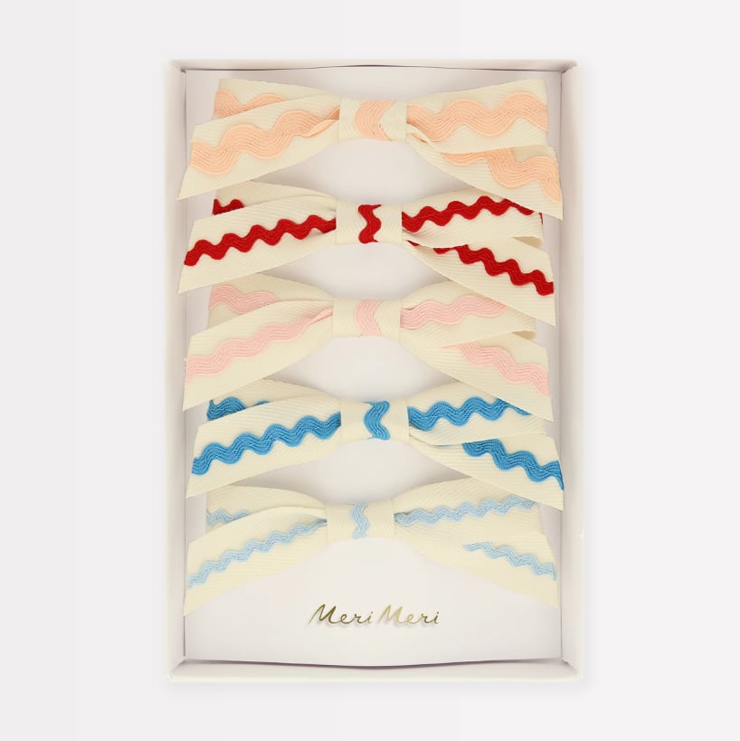 Meri Meri - Ric Rac Bow Hair Clips - Kurdele Saç Tokası (x5)