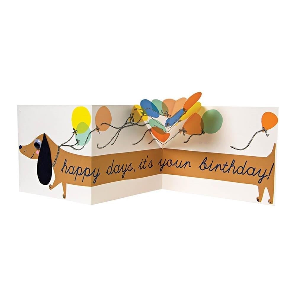 Meri Meri - Sausage Dog Concertina Card - Sausage Dog Tebrik Kartı