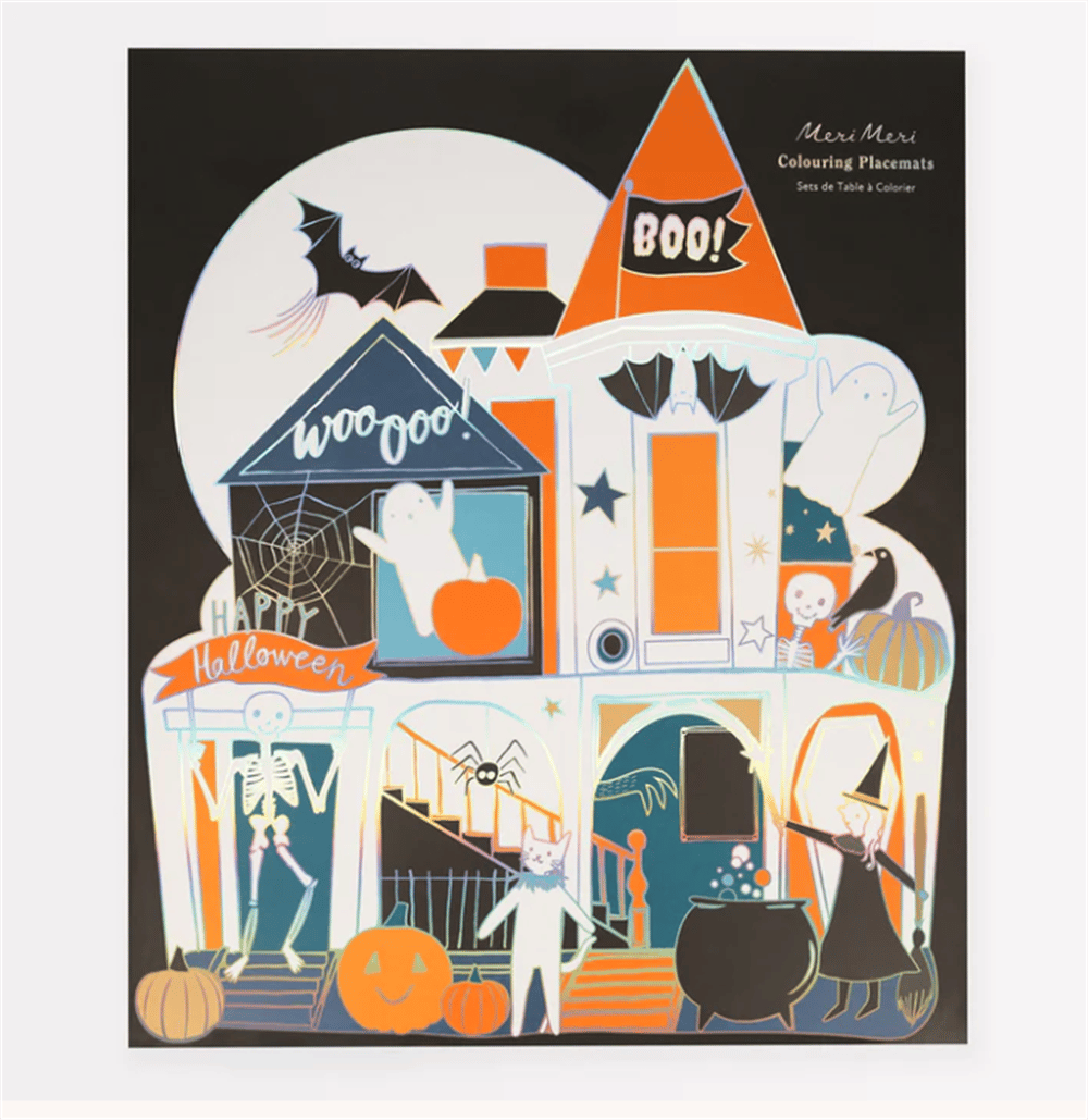 Meri Meri - Shaped Halloween Coloring Placemats - Cadılar Bayramı Karakterli Boyanabilir Amerikan Se