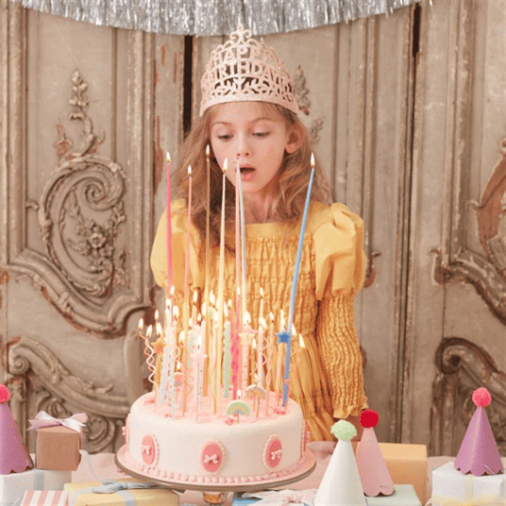 Meri Meri - Silver Tall Tapered Candles - Gümüş Uzun Mumlar - 12'Li