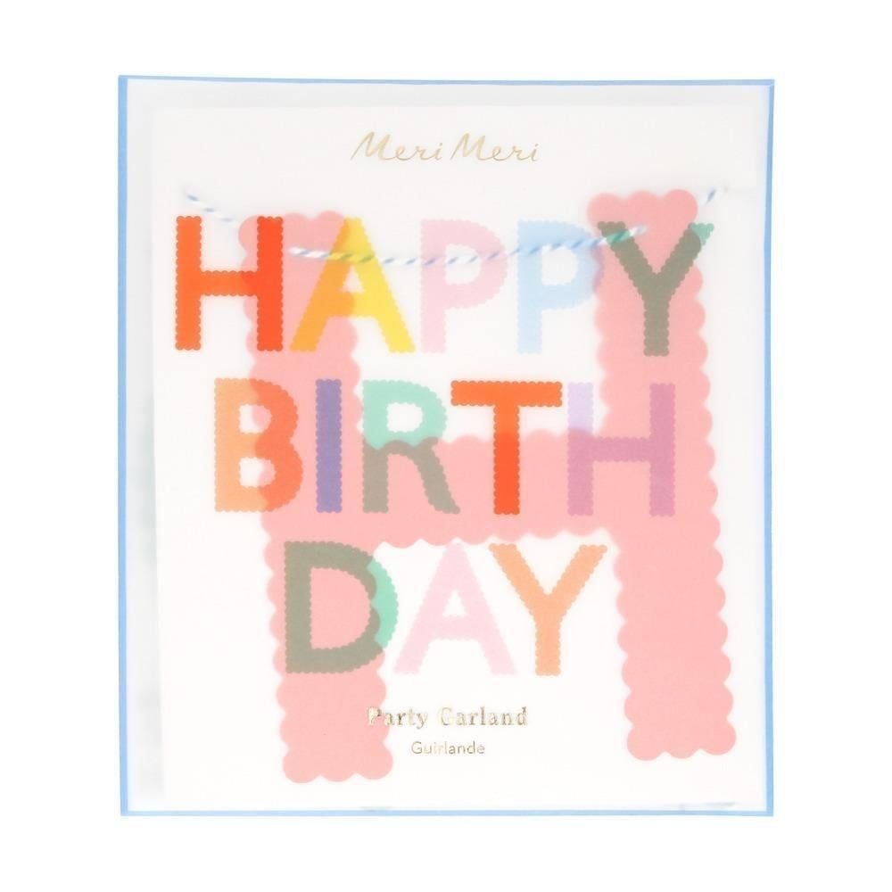 Meri Meri - Tırtıklı Parlak Happy Birthday Asılan Süs