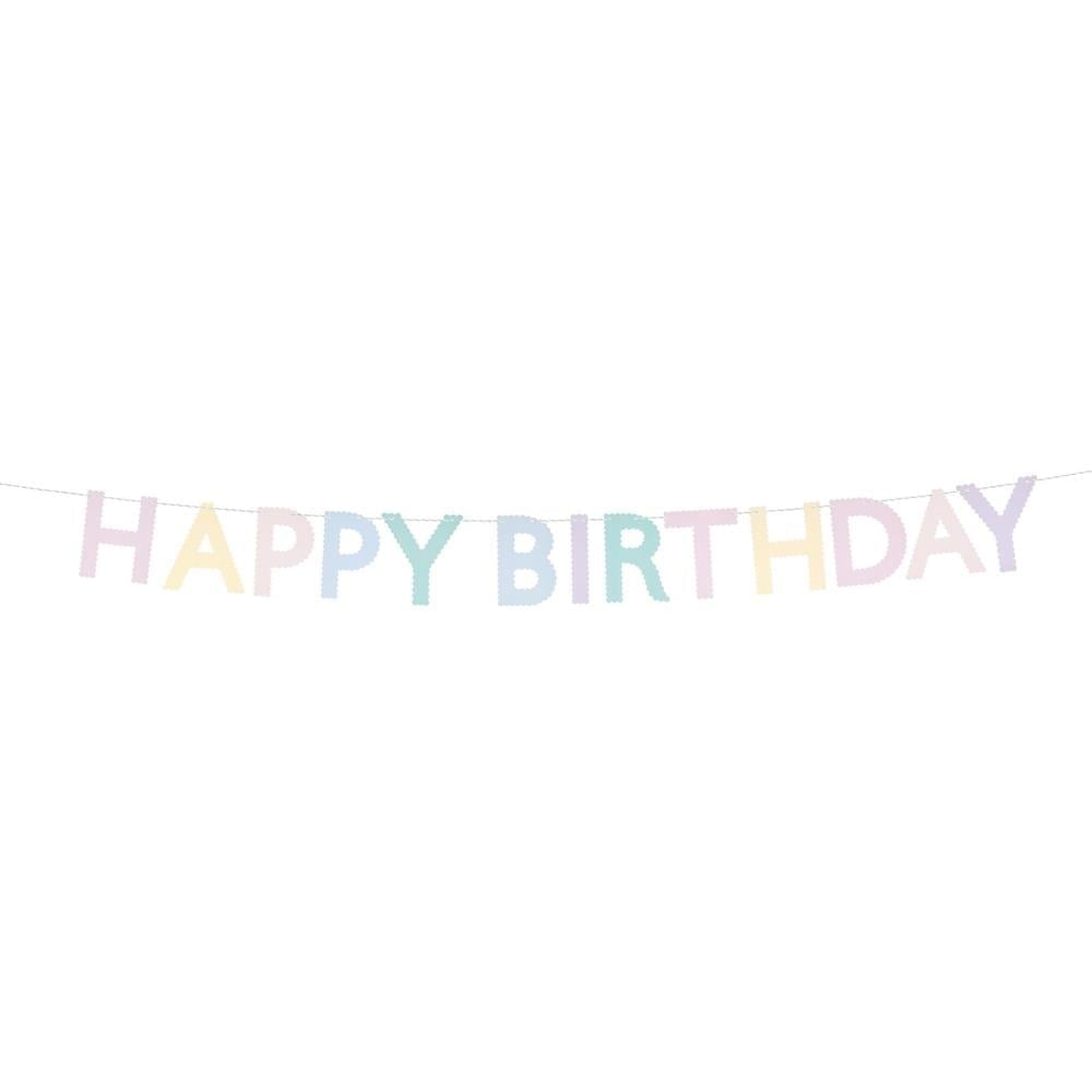 Meri Meri - Tırtıklı Pastel Happy Birthday Asılan Süs