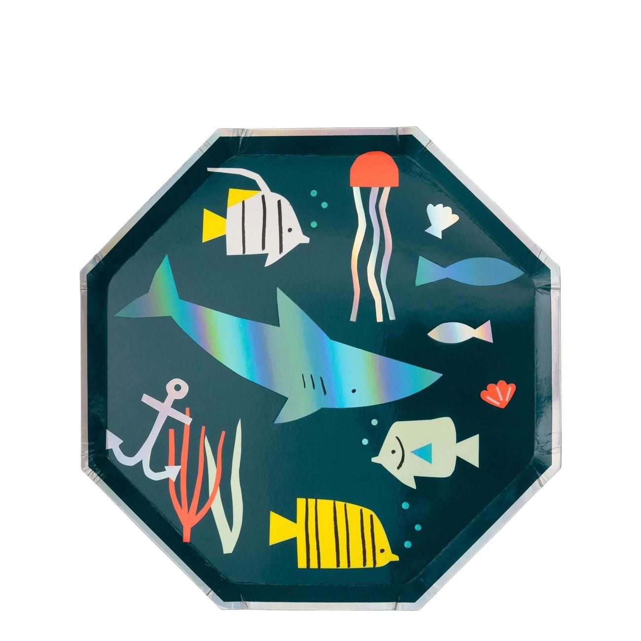 Meri Meri - Under The Sea Plates - Su Altı Dünyası Tabaklar - M - 8'li