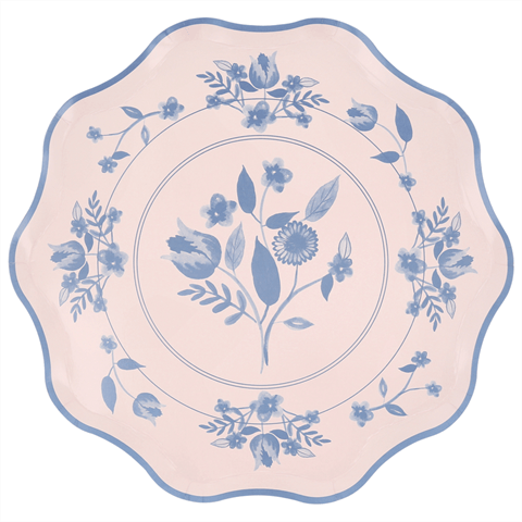 Meri Meri - Vintage Botanik Desenli Tabaklar - L - 8 Adet