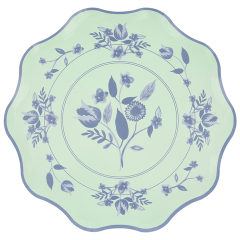 Meri Meri - Vintage Botanik Desenli Tabaklar - L - 8 Adet