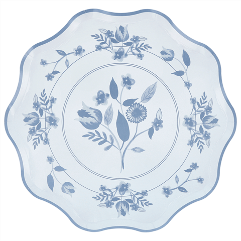 Meri Meri - Vintage Botanik Desenli Tabaklar - L - 8 Adet