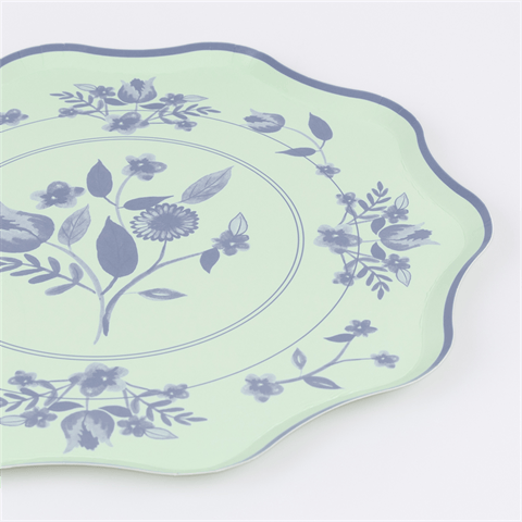 Meri Meri - Vintage Botanik Desenli Tabaklar - L - 8 Adet