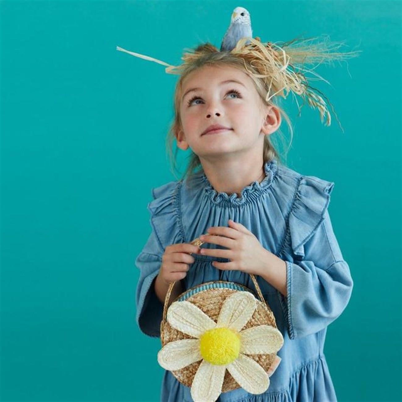 Meri Meri - White Daisy Straw Bag - Beyaz Papatyalı Hasır Çanta