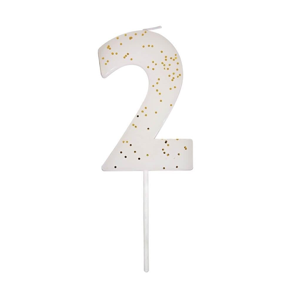 Meri Meri - White Number 2 Candle - 2 Numara Beyaz Mum