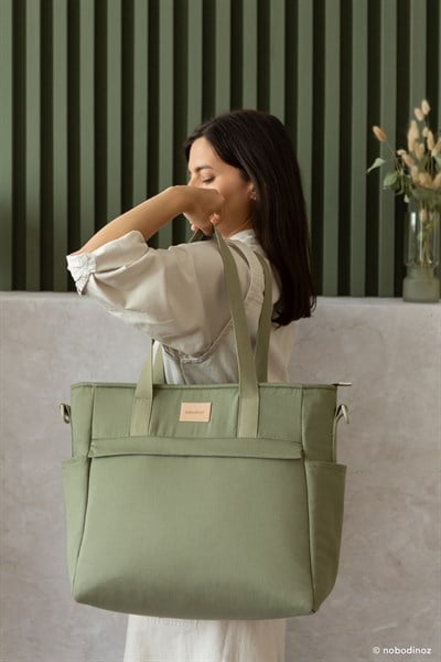 Nobodinoz Baby On the Go Su Geçirmez Anne Çantası, Olive Green Anne Çantası