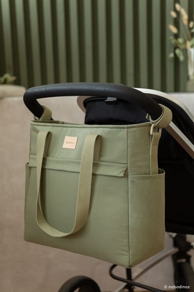 Nobodinoz Baby On the Go Su Geçirmez Anne Çantası, Olive Green Anne Çantası