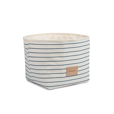 Nobodinoz Little Django Oyuncak Çantası, Blue Thin Stripes /Natural Oyuncak Çantası