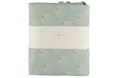 Nobodinoz Nest Yatak Koruyucu , White Gatsby / Antique Green Nevresimler