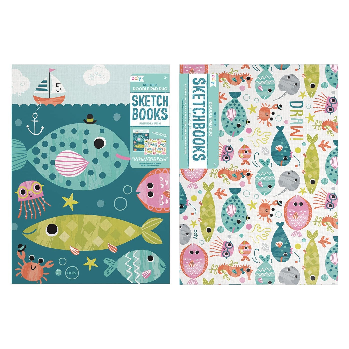 Ooly Doodle Pad Duo 2'li Resim Defteri - Friendly Fish