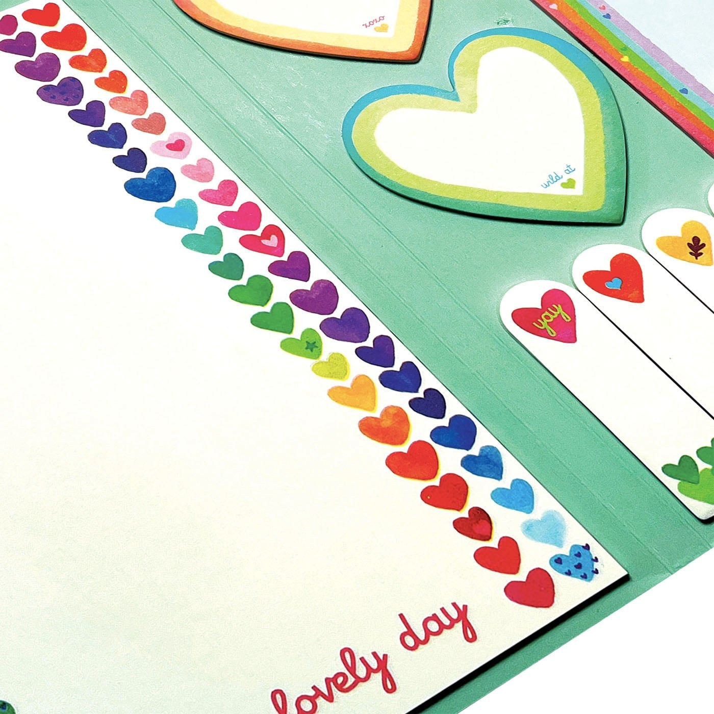 Ooly Side Notes Yapışkanlı Etiket Seti - Rainbow Hearts