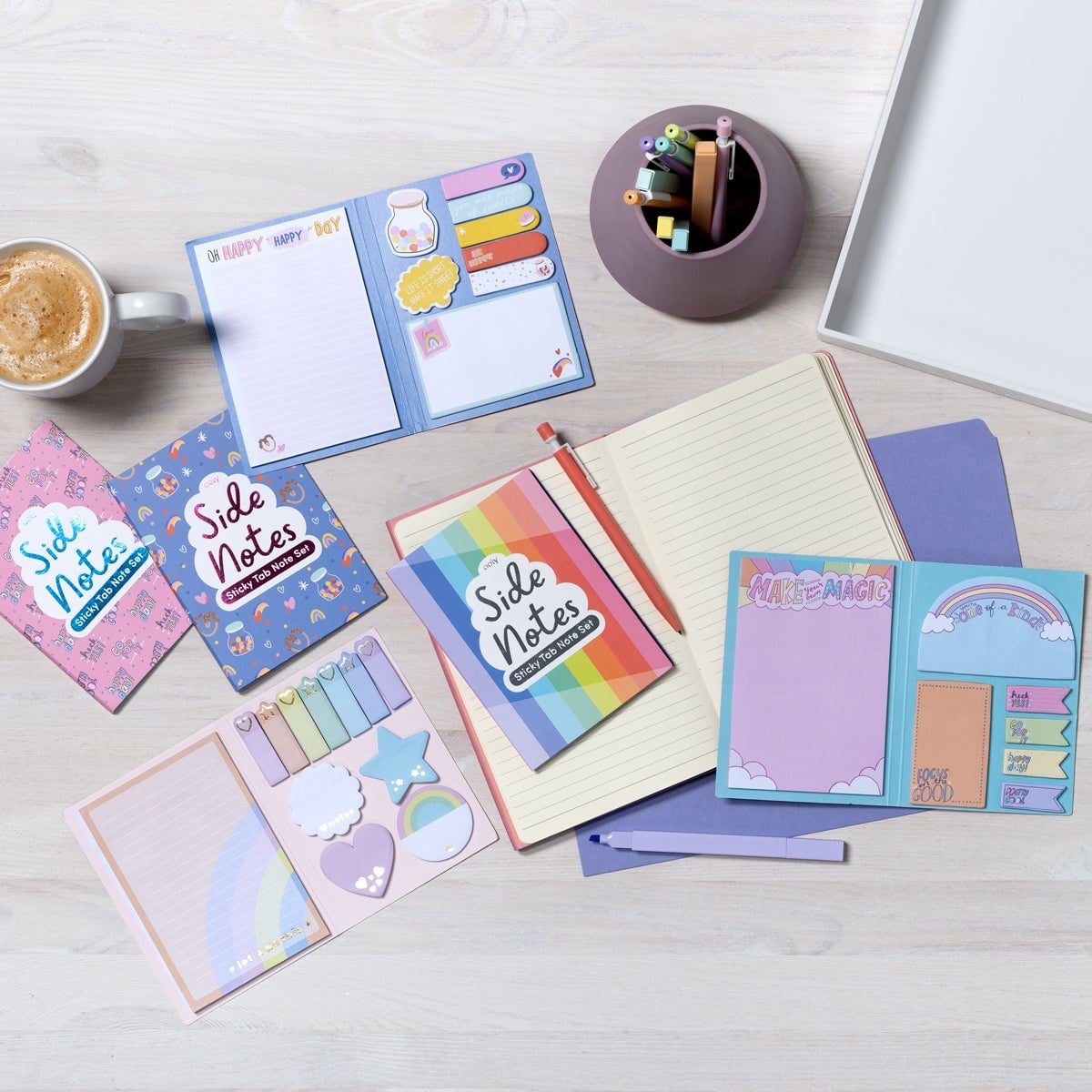 Ooly Side Notes Yapışkanlı Etiket Seti - Pastel Rainbows