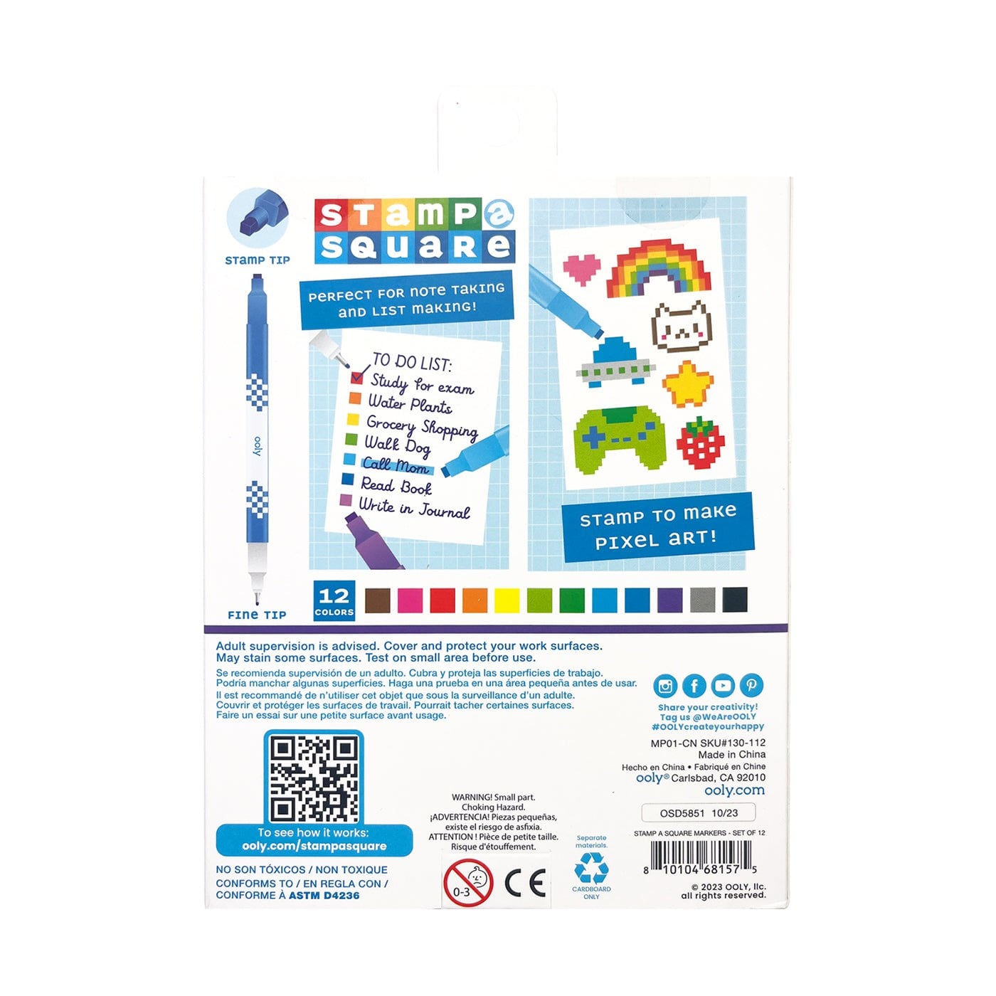 Ooly Stamp-A-Square Çift Uçlu 12’li Keçeli Kalem