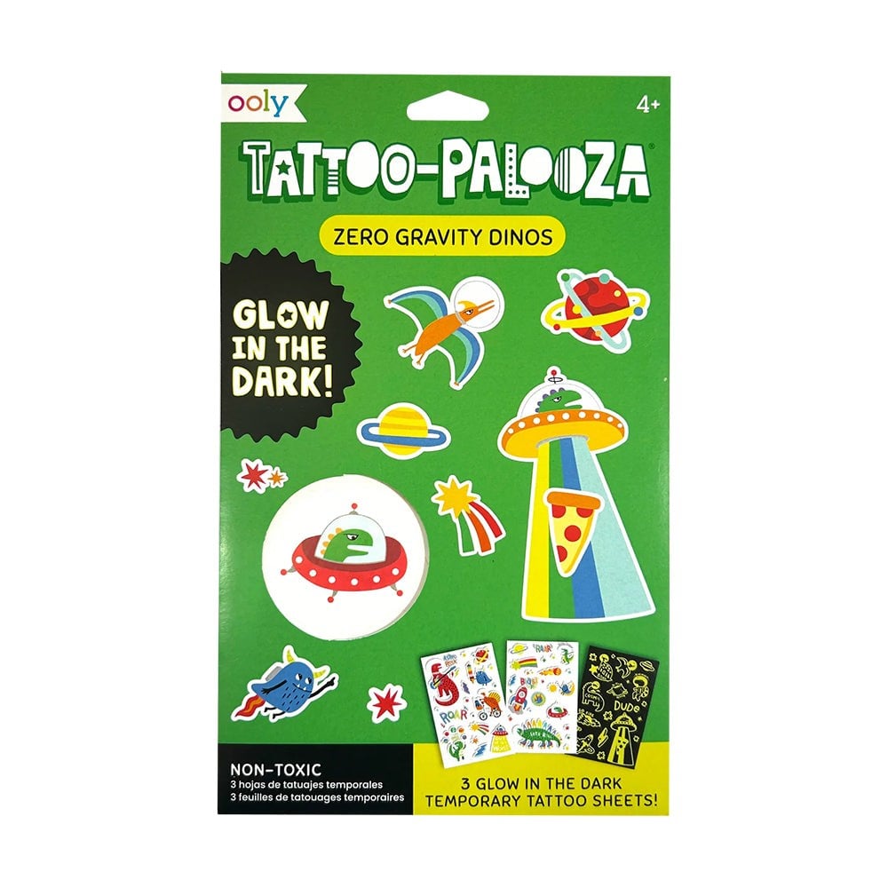 Ooly Tattoo Palooza Glow in the Dark Geçici Dövme Seti - Zero Gravity Dinos
