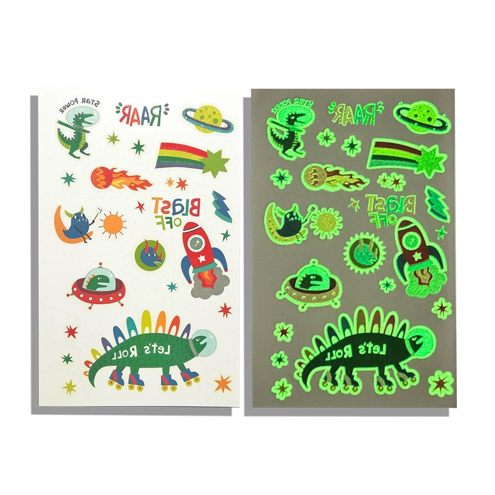 Ooly Tattoo Palooza Glow in the Dark Geçici Dövme Seti - Zero Gravity Dinos
