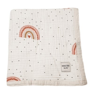 Organik Bebek Battaniyesi // 4 Kat Müslin Klasik Rainbow - Krem Tekstil Mama Yoyo Baby & Kids