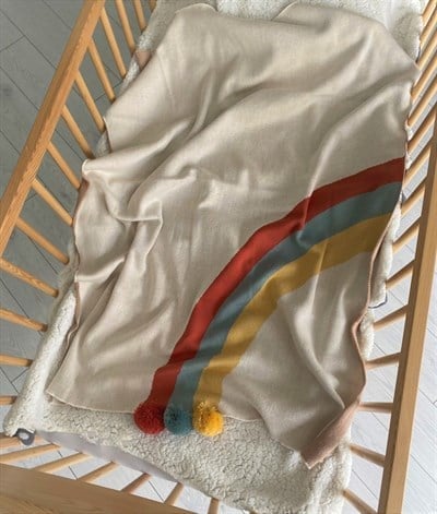 Organik İnce Bebek Triko Battaniye Rain-pompom Tekstil Mama Yoyo Baby & Kids