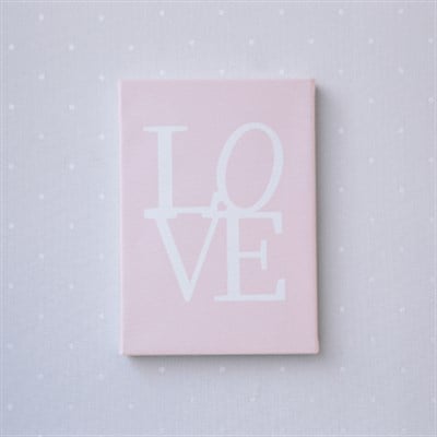 Pembe Love Kanvas Tablo