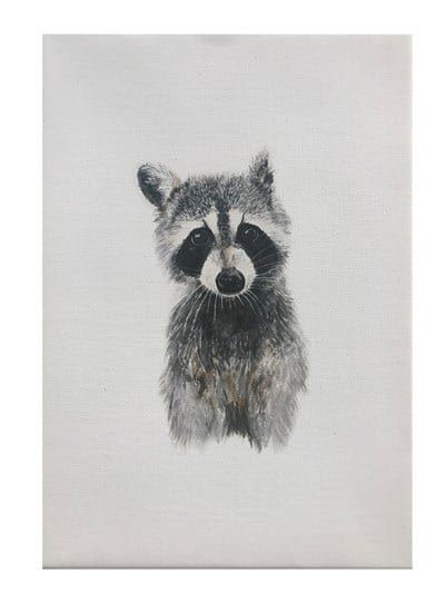 Suluboya Görünümlü Kanvas Baskı Tablo 'Rakun'